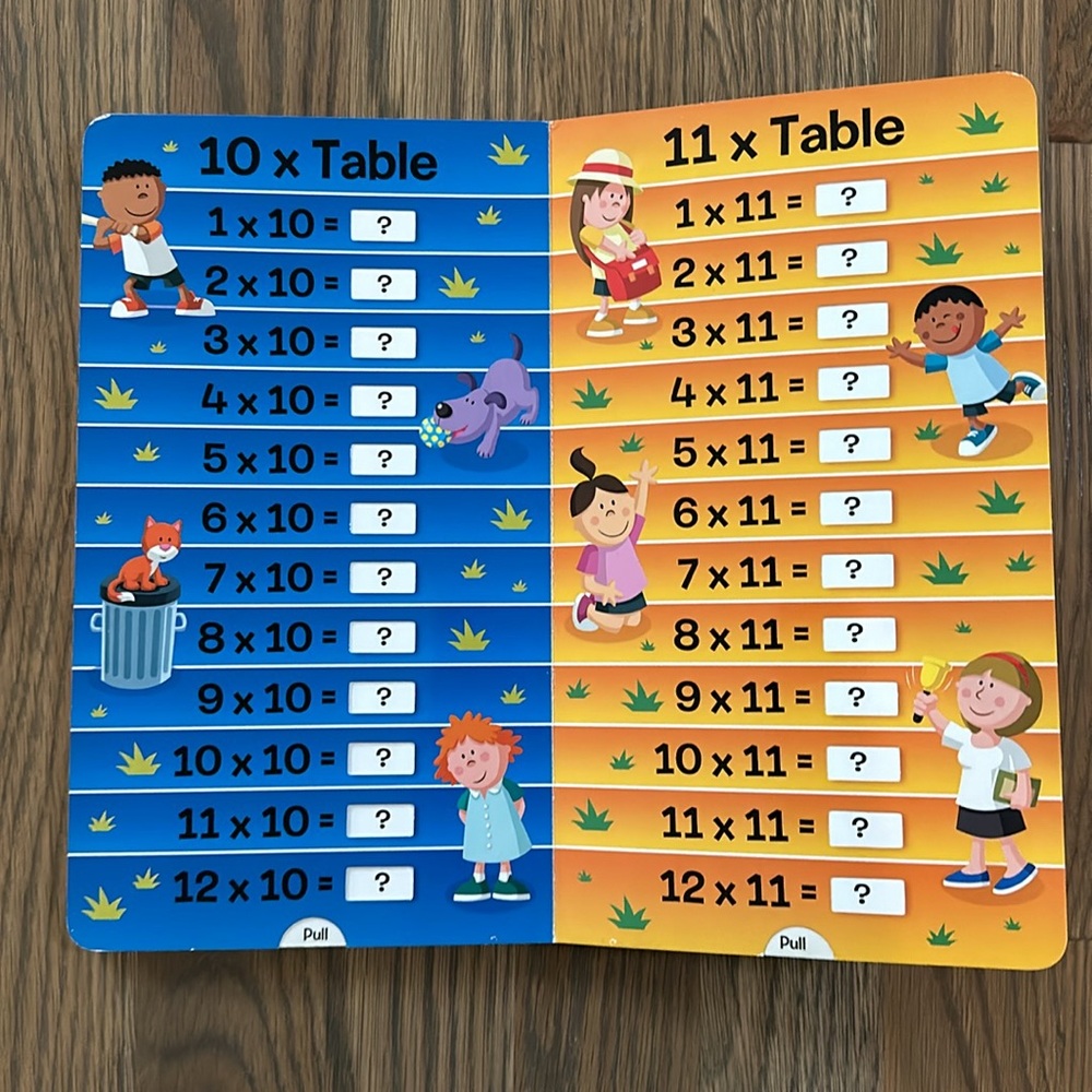 Pull-The-Tab Times Table Book Learning Wrap-Ups Keys Multiplication Yellow Math - Picture 6 of 10